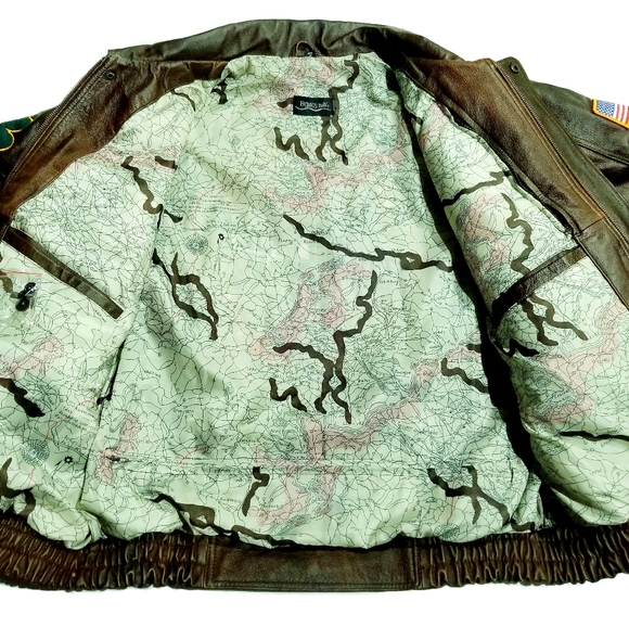 Rare Tilted Kilt Pub White Marsh Burks Bay Mens Leather Bomber Jacket Brown XL - Picture 6 of 12